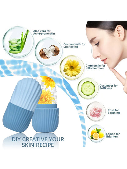 Silicone Ice Roller Massager for Face, Eyes - Natural Skin Care, Cooling and Eliminating Eye Bags, Reusable and Soothing